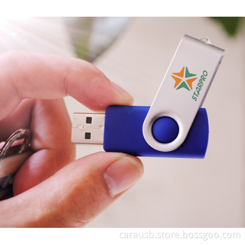Carausb Classic best-selling gift U disk rotating metal trap brushed aluminum capless plastic pendrive custom gifts